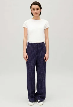 Flash Sale Indigo Checked Suit Trousers Women Jeans And Trousers