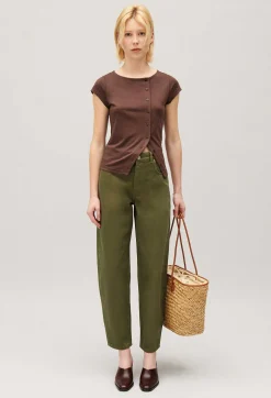 Cheap Jean-Luc Khaki Mom Jeans Women Jeans And Trousers