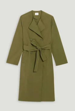 New Khaki Nylon Mid-Length Trench Coat Women Jackets And Coats