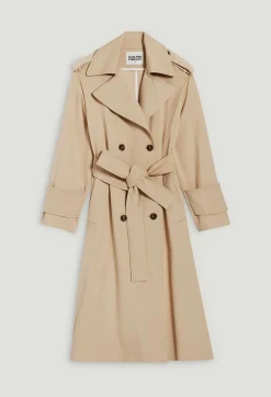 Clearance Long Beige Cotton Trench Coat Women Jackets And Coats