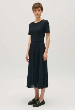 Fashion Long Dual-Fabric Twist Dress Women Dresses