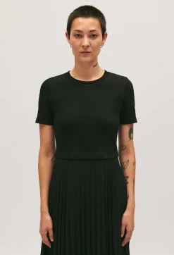 Cheap Long Dual-Fabric Twist Dress Women Dresses