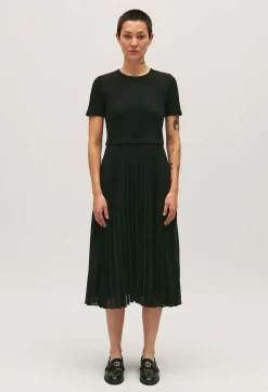 Cheap Long Dual-Fabric Twist Dress Women Dresses