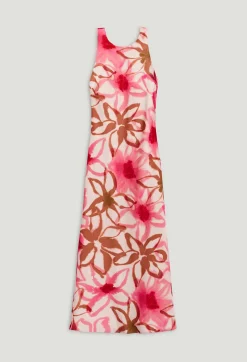 Outlet Long Printed Satin-Effect Dress Women Dresses