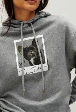Best Sale Marled Grey Jean Toto Hooded Sweatshirt Women Sweaters And Cardigans