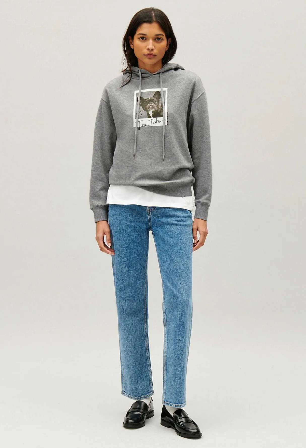 Best Sale Marled Grey Jean Toto Hooded Sweatshirt Women Sweaters And Cardigans