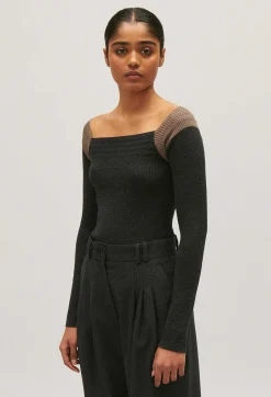 Hot Marled Grey Ribbed Jumper Women Sweaters And Cardigans