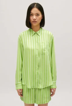 Cheap Matcha Striped Floaty Shirt Women Tops And Shirts