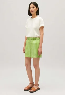 Flash Sale Matcha Striped Loose-Fit Shorts Women Skirts And Shorts