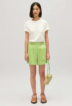 Flash Sale Matcha Striped Loose-Fit Shorts Women Skirts And Shorts