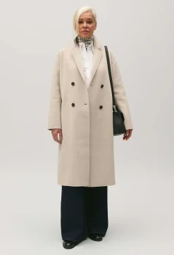 Store Mid-Length Beige Wool Blend Coat Women Jackets And Coats