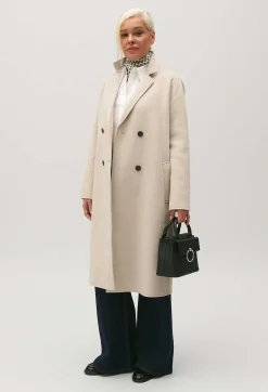 Store Mid-Length Beige Wool Blend Coat Women Jackets And Coats