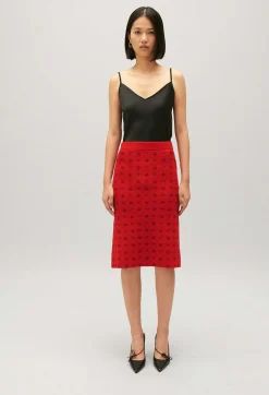 Flash Sale Mid-Length Red Knit Skirt Women Skirts And Shorts