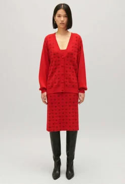 Flash Sale Mid-Length Red Knit Skirt Women Skirts And Shorts