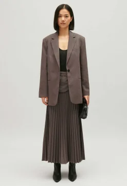 Best Mocha Pleated Midi Skirt Women Skirts And Shorts