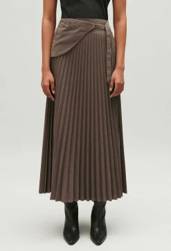 Best Mocha Pleated Midi Skirt Women Skirts And Shorts
