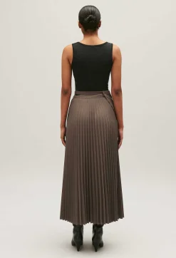 Best Mocha Pleated Midi Skirt Women Skirts And Shorts