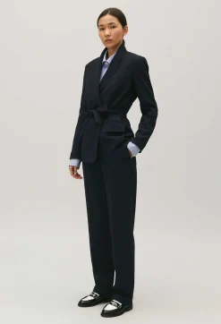 Hot Navy Blue Suit Trousers Women Jeans And Trousers