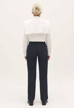 Hot Navy Blue Suit Trousers Women Jeans And Trousers