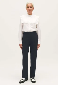 Hot Navy Blue Suit Trousers Women Jeans And Trousers