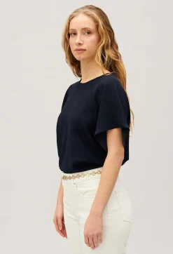 Shop Navy Short-Sleeved Top Women Tops And Shirts