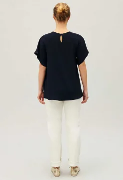 Shop Navy Short-Sleeved Top Women Tops And Shirts