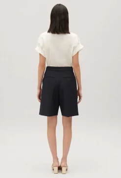 Store Navy Straight Bermuda Shorts Women Skirts And Shorts