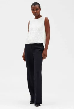 Flash Sale Off-White Sequinned Sleeveless Top Women Tops And Shirts