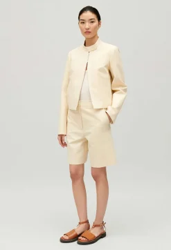 Flash Sale Pale Beige Cotton Bermuda Shorts Women Skirts And Shorts