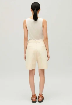 Flash Sale Pale Beige Cotton Bermuda Shorts Women Skirts And Shorts