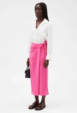 Hot Pink Mid-Length Tie Dress Women Skirts And Shorts