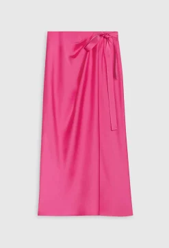 Hot Pink Mid-Length Tie Dress Women Skirts And Shorts