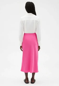 Hot Pink Mid-Length Tie Dress Women Skirts And Shorts