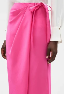 Hot Pink Mid-Length Tie Dress Women Skirts And Shorts