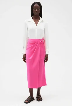 Hot Pink Mid-Length Tie Dress Women Skirts And Shorts