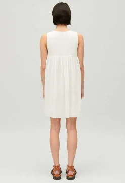 Store Ruched Short Cream Dress Women Dresses