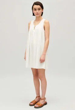 Store Ruched Short Cream Dress Women Dresses