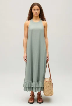 Clearance Ruffled Midi Dress Women Dresses