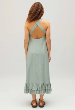 Clearance Ruffled Midi Dress Women Dresses