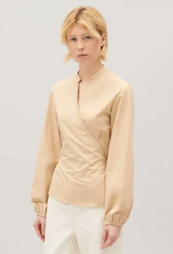 Discount Sand Wrap Blouse Women Tops And Shirts