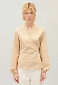 Discount Sand Wrap Blouse Women Tops And Shirts