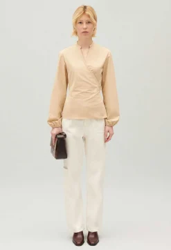Discount Sand Wrap Blouse Women Tops And Shirts