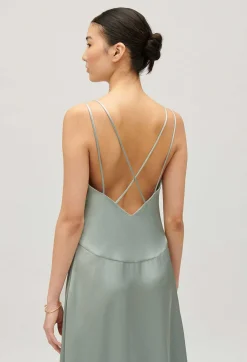 Sale Satin Midi Dress Women Dresses