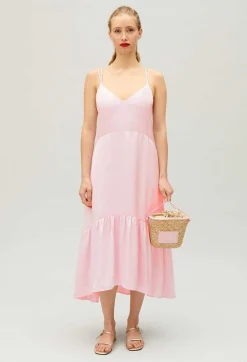 Cheap Satin Midi Dress Women Dresses