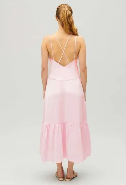 Cheap Satin Midi Dress Women Dresses