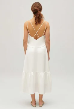 Fashion Satin Midi Dress Women Dresses