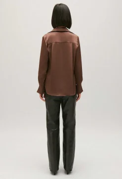 Hot Satin-Effect Floaty Blouse Women Tops And Shirts