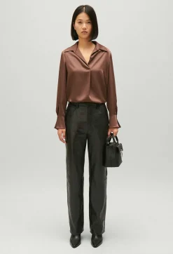 Hot Satin-Effect Floaty Blouse Women Tops And Shirts