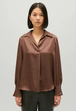 Hot Satin-Effect Floaty Blouse Women Tops And Shirts