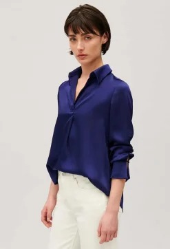 Outlet Satin-Effect Floaty Blouse Women Tops And Shirts